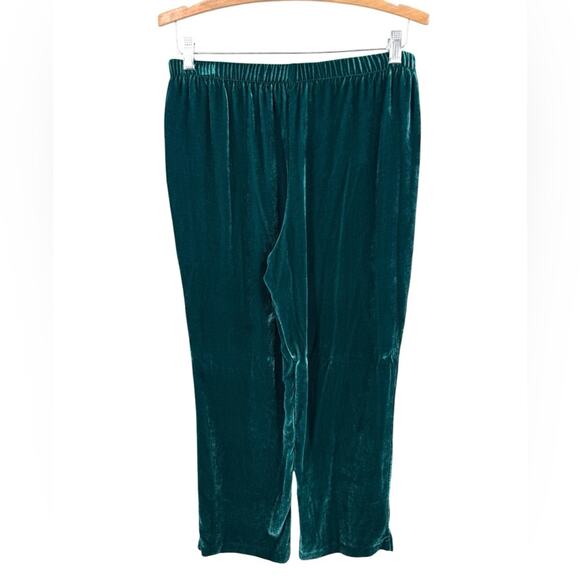 Soft Surroundings Emerald Green Velvet Pants Pull-On size Small Petite - Picture 2 of 4